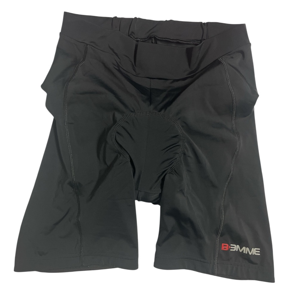 Black Bike Shorts with Padded Liner and Elastic Waistband